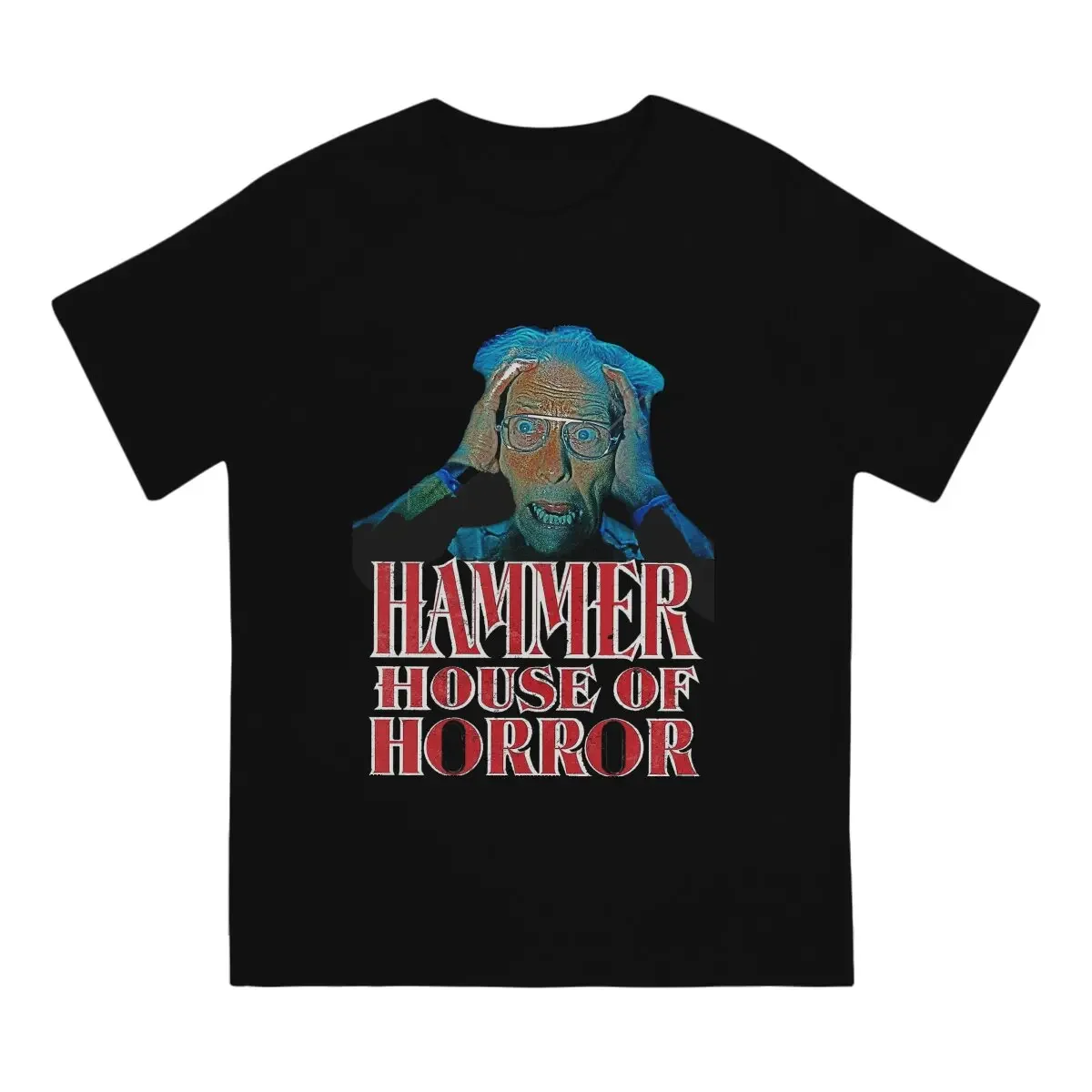 Crazy Hammer House Of Horror T-Shirt Men Crewneck Pure Cotton T Shirt House of Frankenstein Horror film Short Sleeve Tees Tops