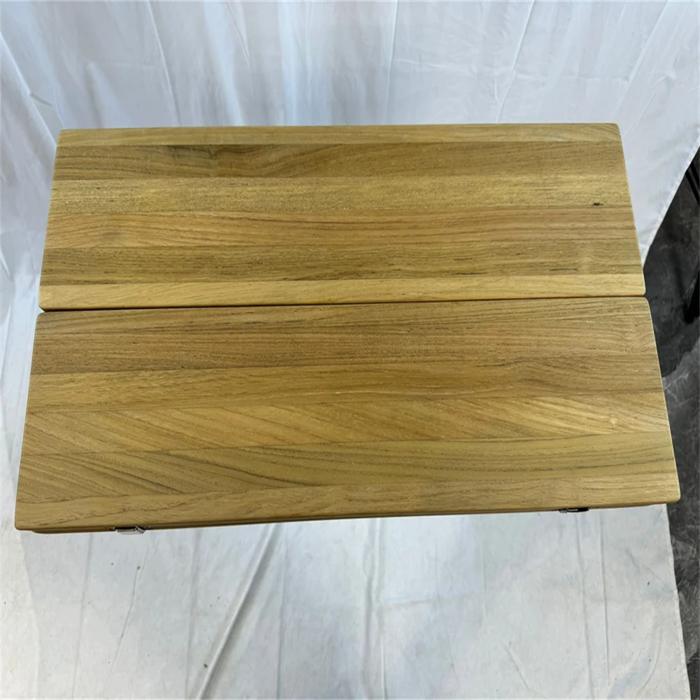 Boat Folding Wings Teak Table Top 660/330x650mm,26/13X25.6 Inch Rectangular Plain Marine Yacht RV Caravan TW3365