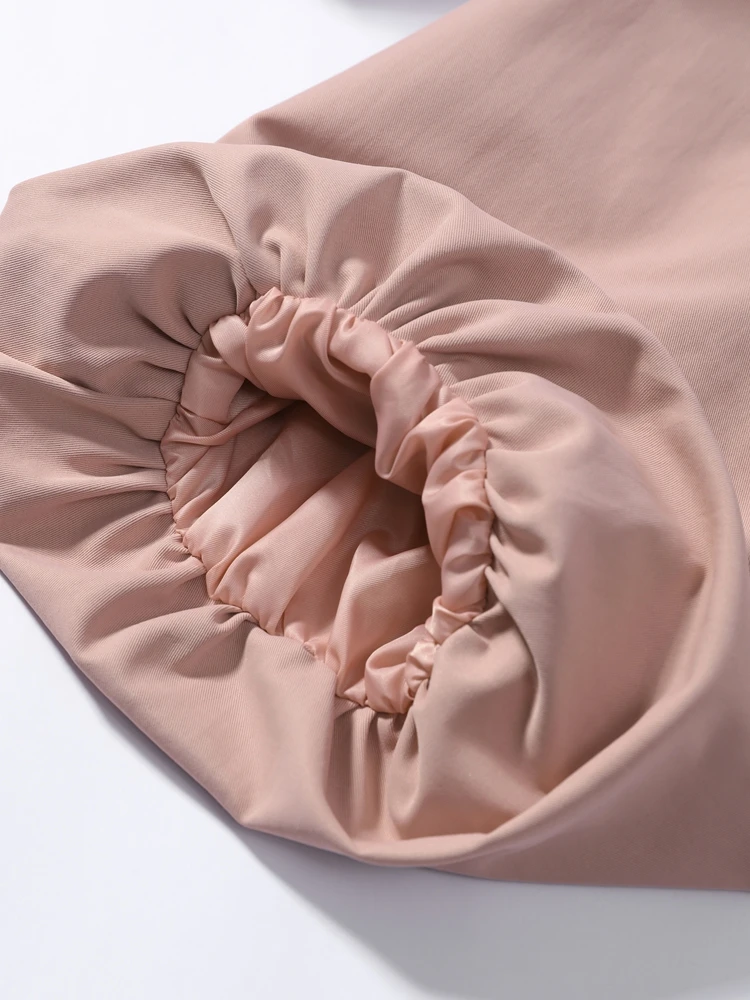 Ballonärmel Cropped Bomberjacken für Damen, Street-Style mit Revers, Lange Laternenärmel, Einfarbige Schlanke Mäntel, Frühling Schicke Damen-Oberbekleidung – Detail 9
