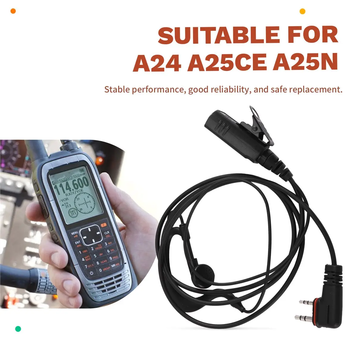 uyuy Walkie Talkie Earhook Headset for ICOM A24, A25CE, A25N Aviation Two-Way Radios Headphones Accessory view 2