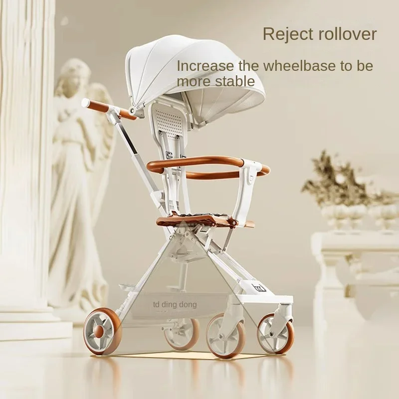 

High Landscape Stroller Folding Lightweight Newborn Baby Walking Stroller Four Anti Two-way Swivel Seat Breathable Baby Stroller