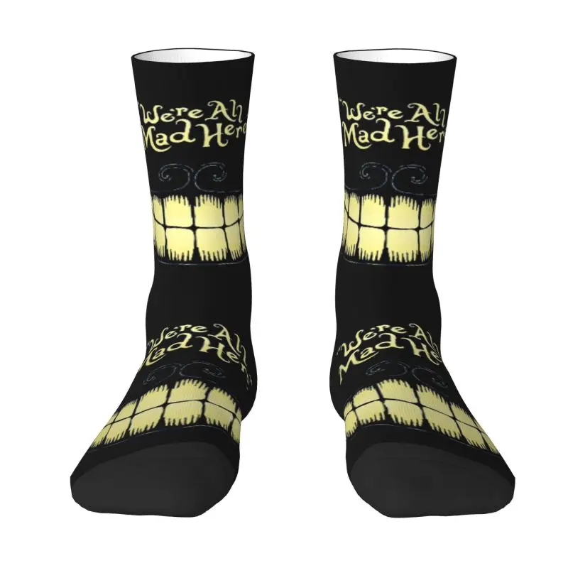 Fun Men's Were Ah Made Here Tim Burton Smile Dress Socks Unisex Warm Breathbale 3D Printed Crew Socks