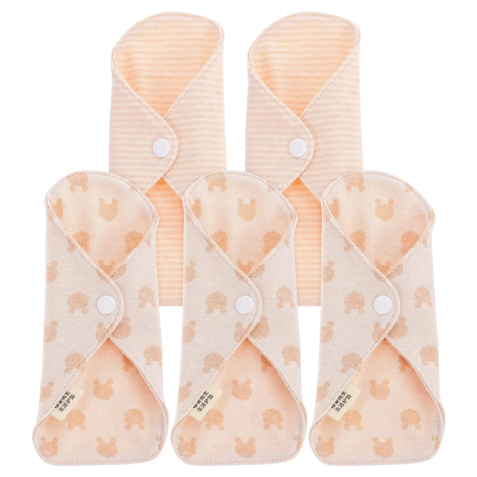 

5 Pcs Cotton Menstrual Pads Reusable Washable Sanitary Pads Super Absorbent Panty Liners for Women Travel Use