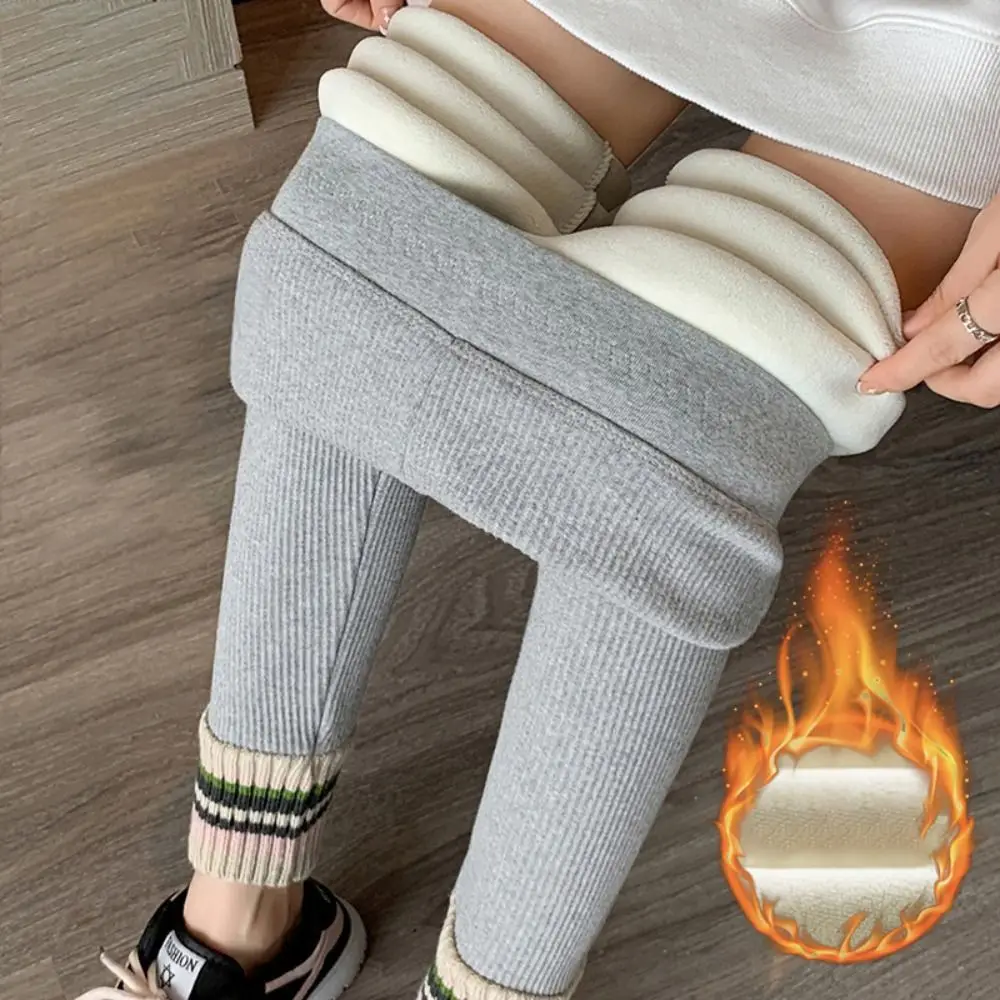 Cuecas quentes espessadas para mulheres, calças compridas slim fit, leggings casuais com rosca, outono e inverno