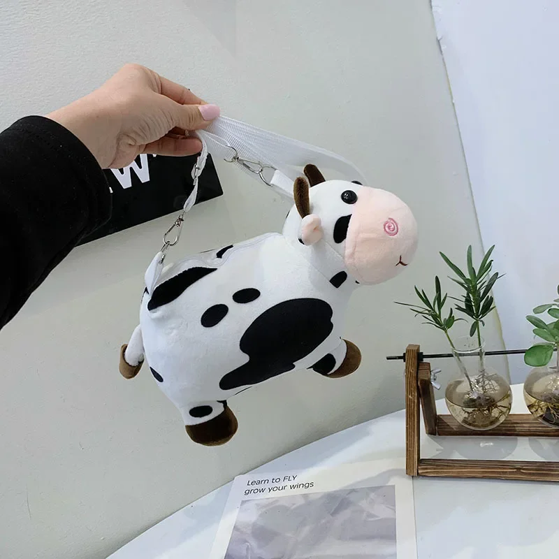 Kawaii Cow Plush Bag Backpack Toy Lovely Zero Wallet Crossbody Bag For Boys Girls Gifts