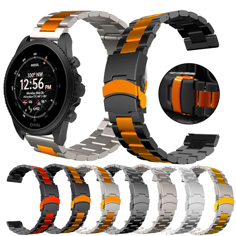 22 مللي متر حزام من الفولاذ المقاوم للصدأ ل الأحفوري GEN 6 5 5e 44 مللي متر/GEN 5 LTE 45 مللي متر حزام الساعات ل الأحفوري Gen 5 جوليانا غاريت كارلايل HR حزام