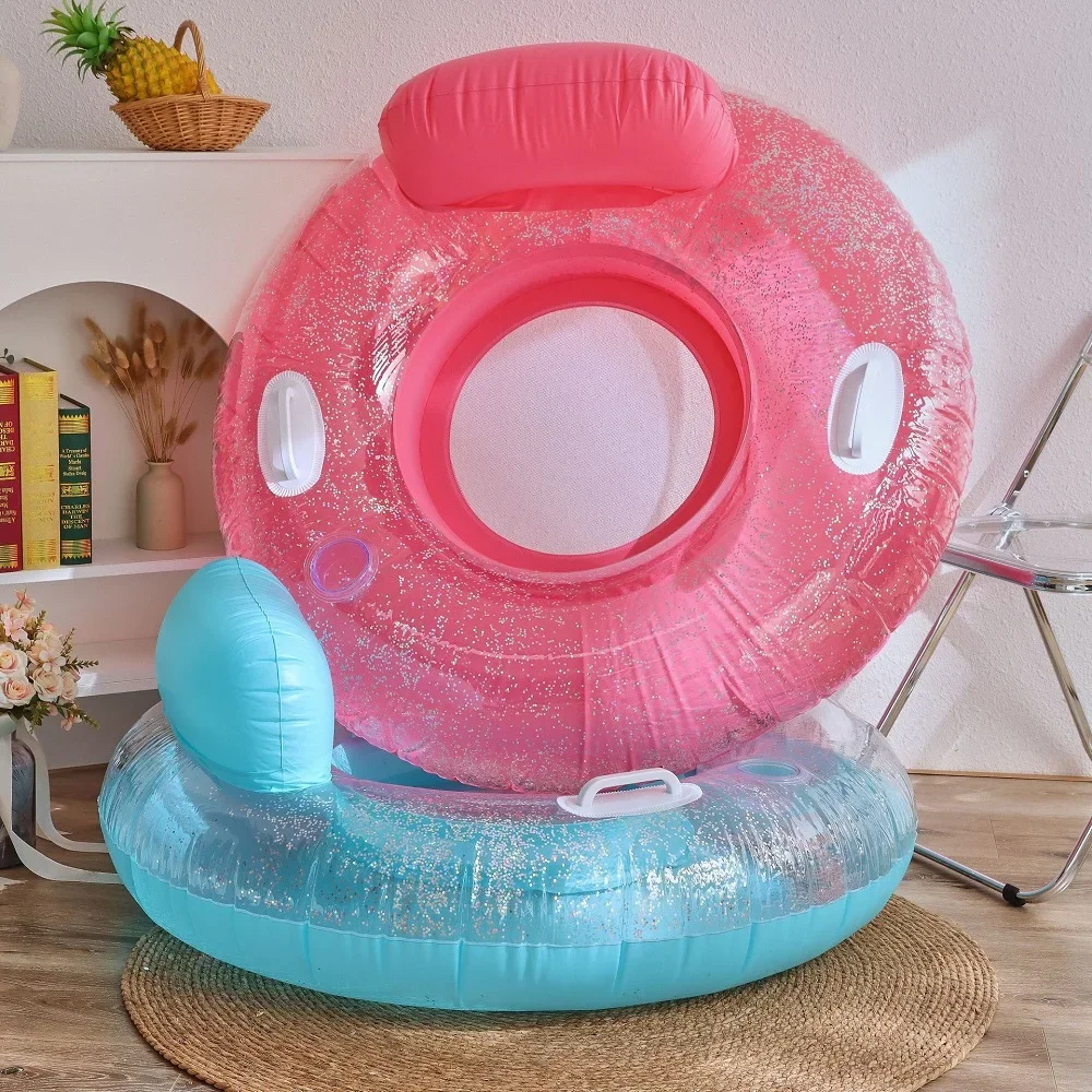 

1pcs Sequin Swimming Ring Thickened PVC Inflatable Swim Circle Beach Swimming Pool Water Floating Ring Water Supplies