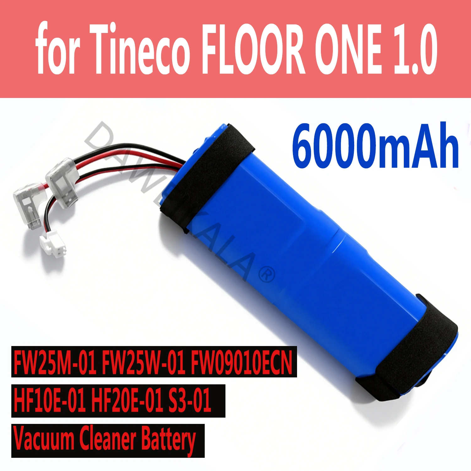 

6000mAh Long-Lasting Performance Vacuum Cleaner Battery for Tineco FLOOR ONE 1.0 FW25M-01 FW25W-01 FW09010ECN HF10E-01