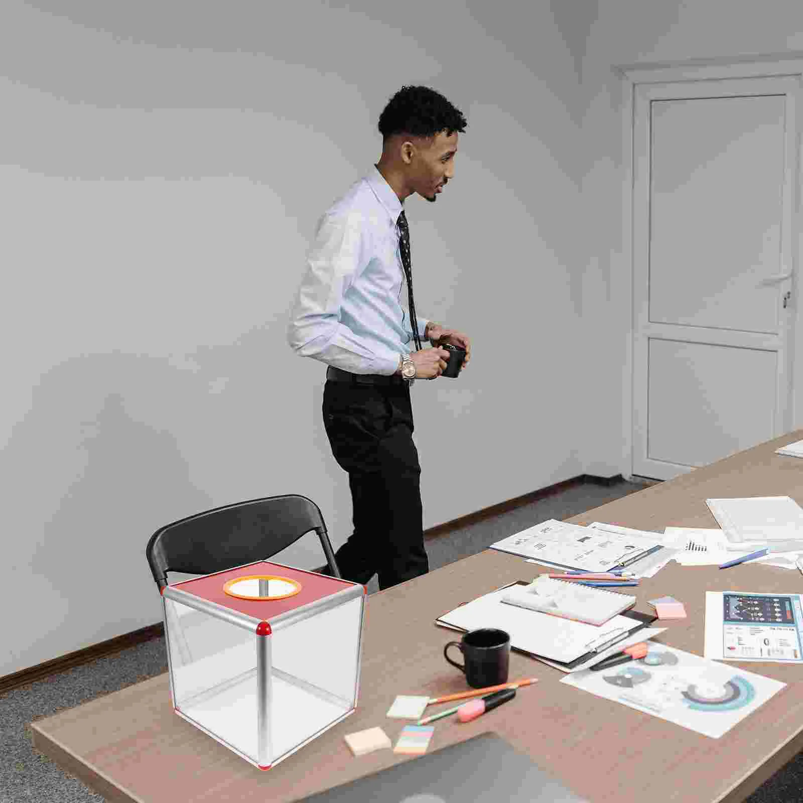 

Lottery Box Ticket Holders Voting Storage Container Case Suggestion Mailbox Boxes Bins Tickets Office