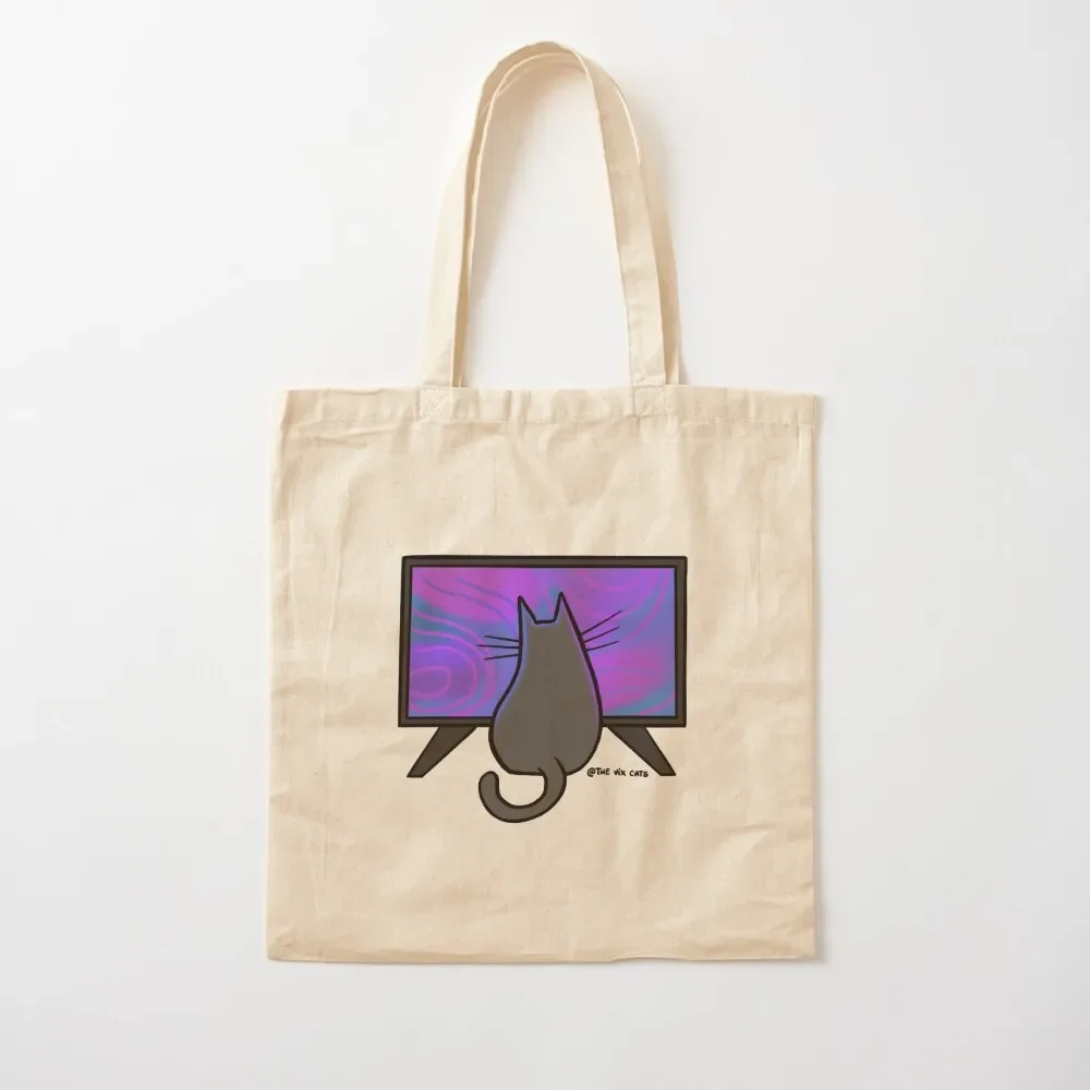 

Cat watching TV Tote Bag Canvas tote bags cloth bags tote