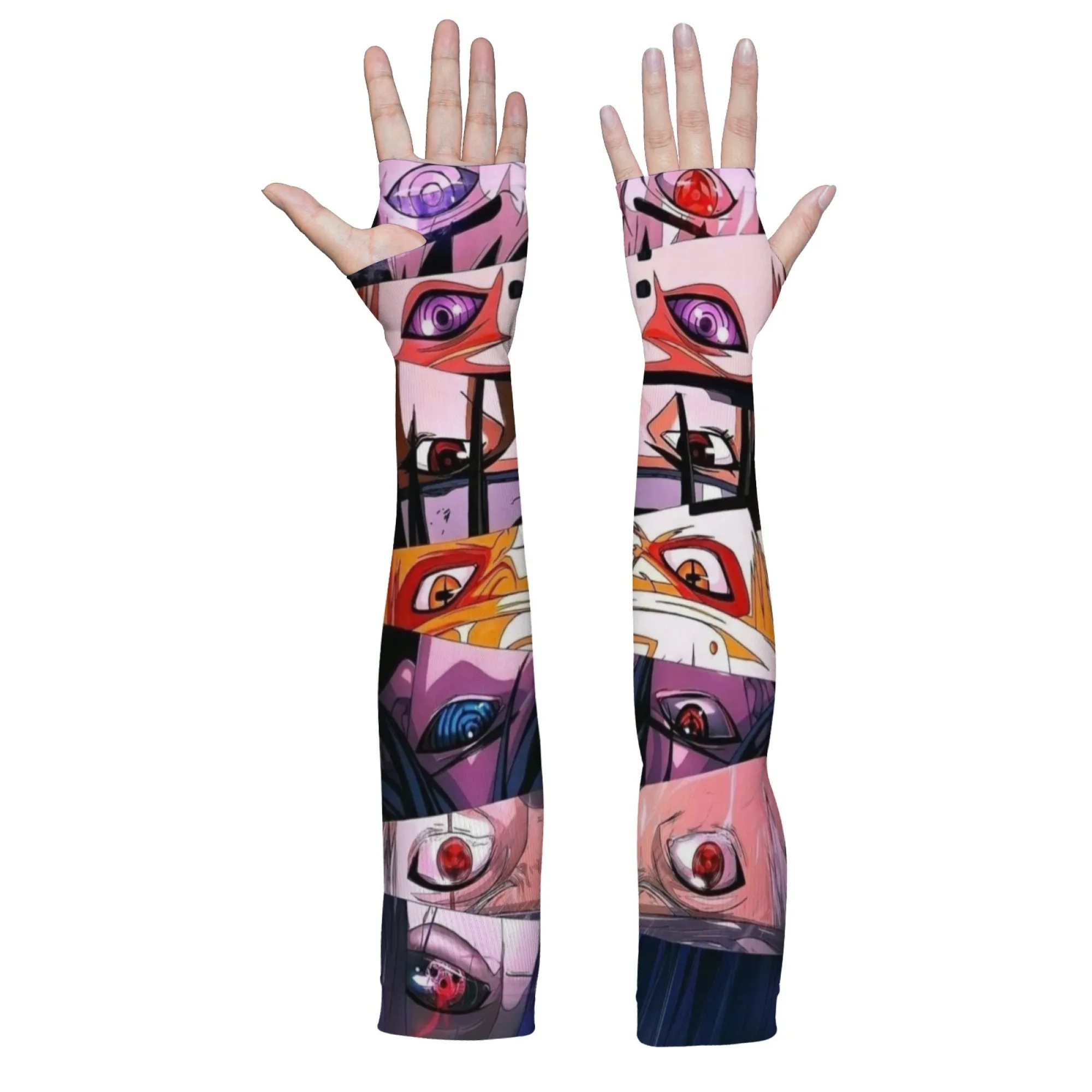 Anime character eyes novelty fun sleeves comfortable trend breathable non-slip outdoor sun protection gardening sleeves unisex