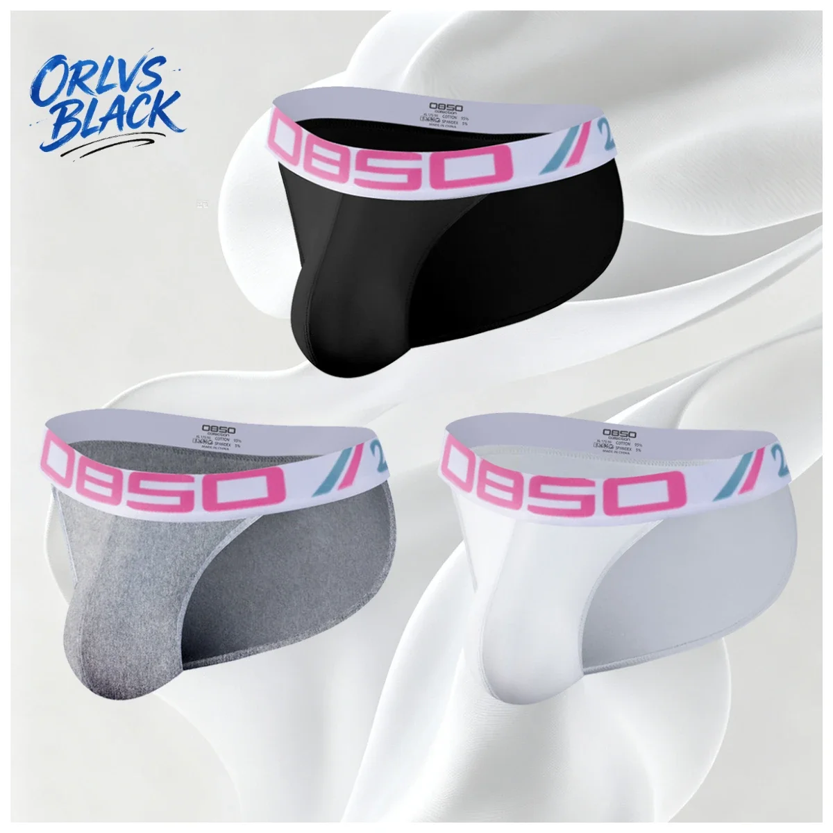 3PCS Letter Print Waistband Mens Bikini Underwear Breathable Comfort Slim Fit Daily Fashion Briefs BS3106