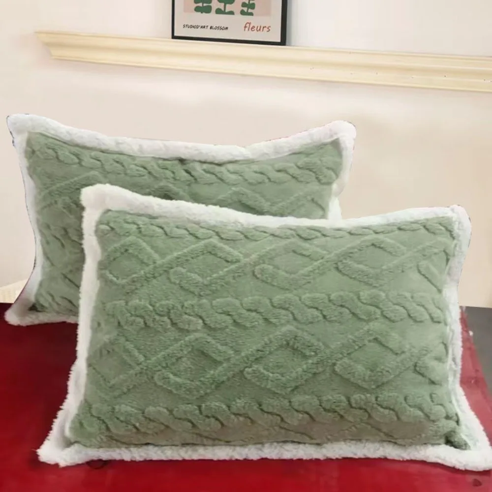 New Warm Pillow Cases Thickened Cozy Skin-friendly Pillow Cover Dual-sided Soft Velvet Cushion Cover Winter