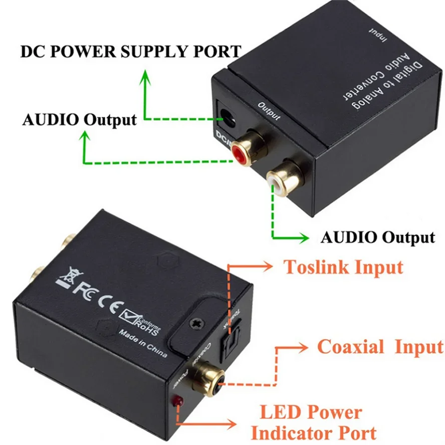 Audio Converter Coaxiale Optische Vezel Toslink Digitaal naar Jack 3.5mm Analoog Voor RCA SPDIF Digitale Audio Decoder Stereo Versterker