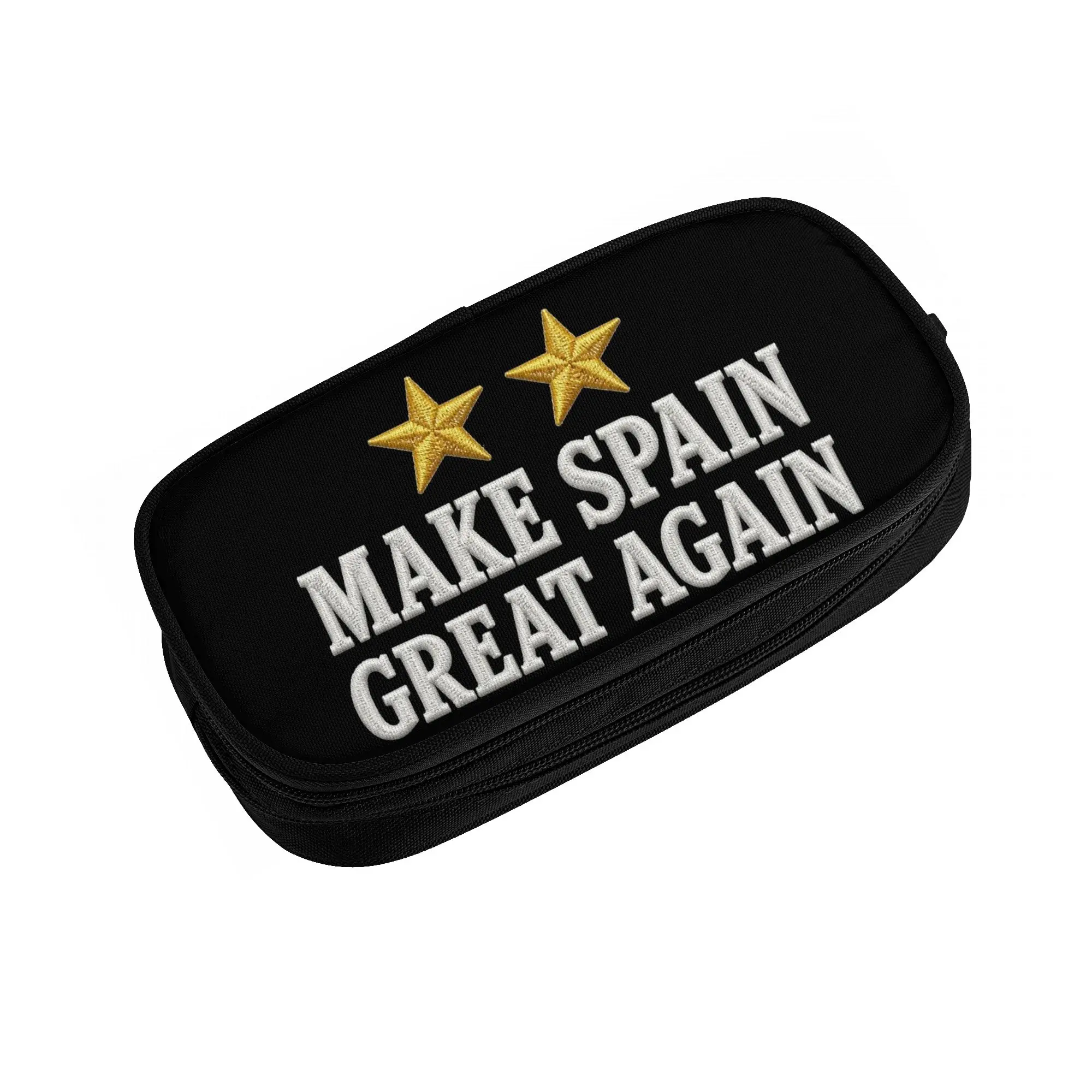 Fun MAKE SPAIN GREAT AGAIN GOLD TWO STARS Pencil Case  Pencil Pouch Pen for Student Large Bag Students School Zipper Accessories