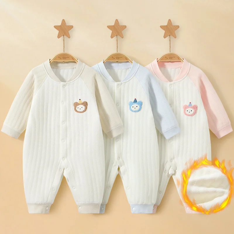 

Boys Girls Newborn Jumpsuit Baby Cotton One-Piece Romper Infant Long Sleeve Boneless Warm Spring Autumn 0-12M