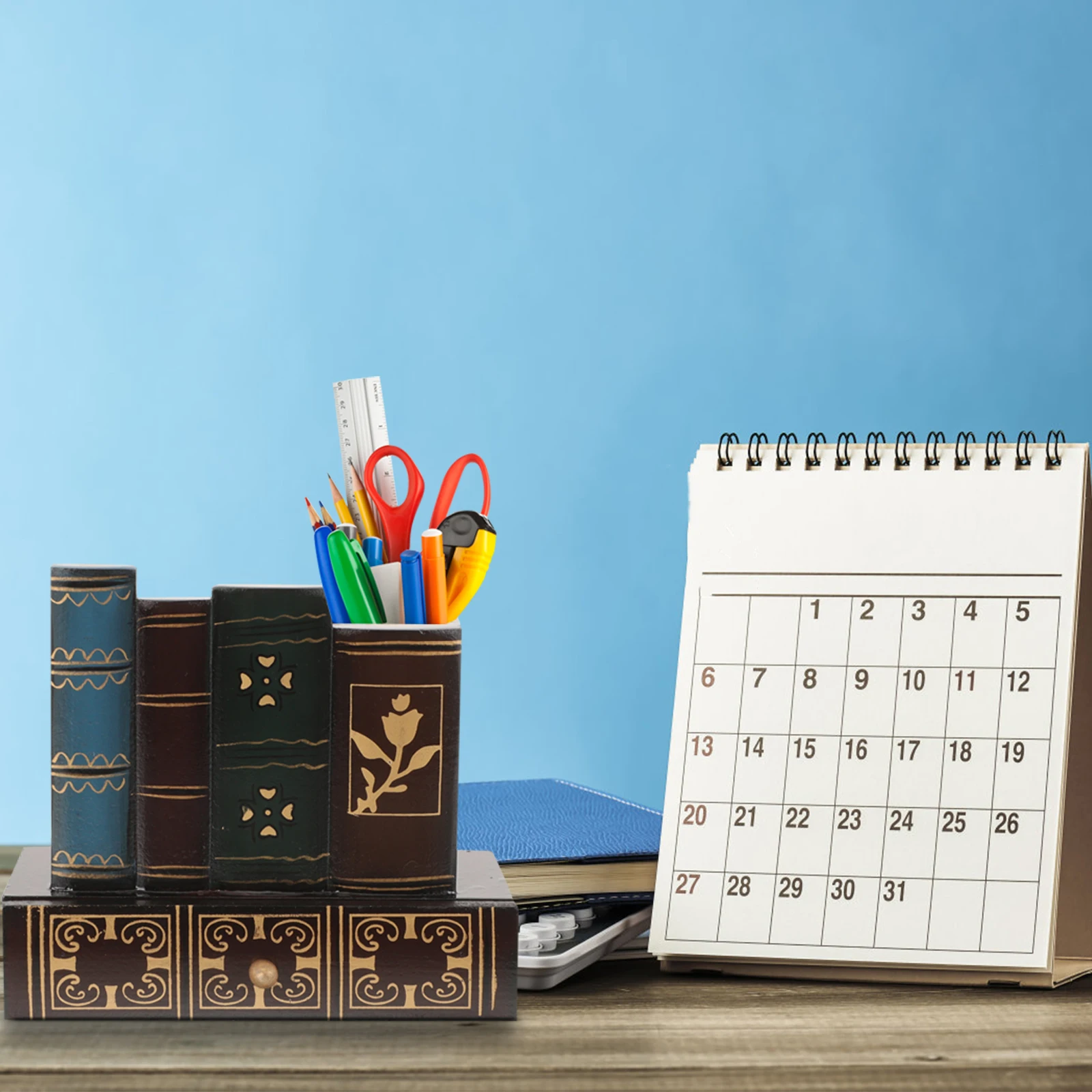 

Retro Pen Desk Organizer Stationery Storage Bucket Home Office Use Tabletop Pen Container Brush Pot Container