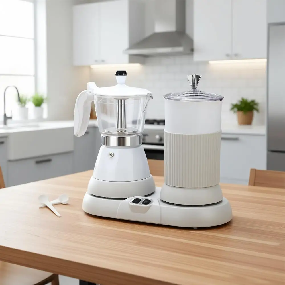 

Электрическая кофемашина 2-в-1 для эспрессо и молочного крема, алюминиевая, с управлением одним касанием, для мелкого и густого молочного пена