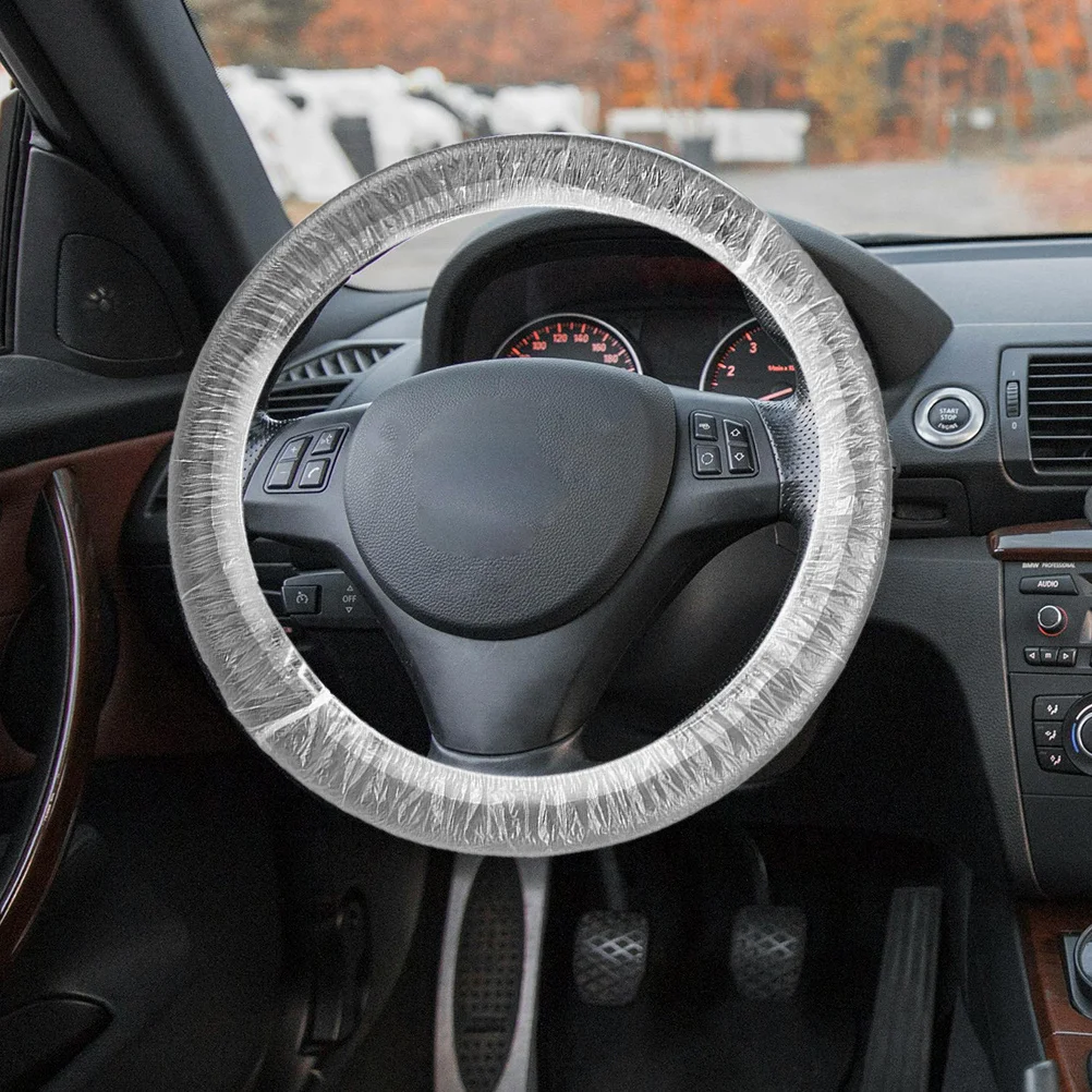 

250pcs Disposable Steering Wheel Cover Elastic Plastic Protector For Car Auto Beauty White Dustproof Waterproof