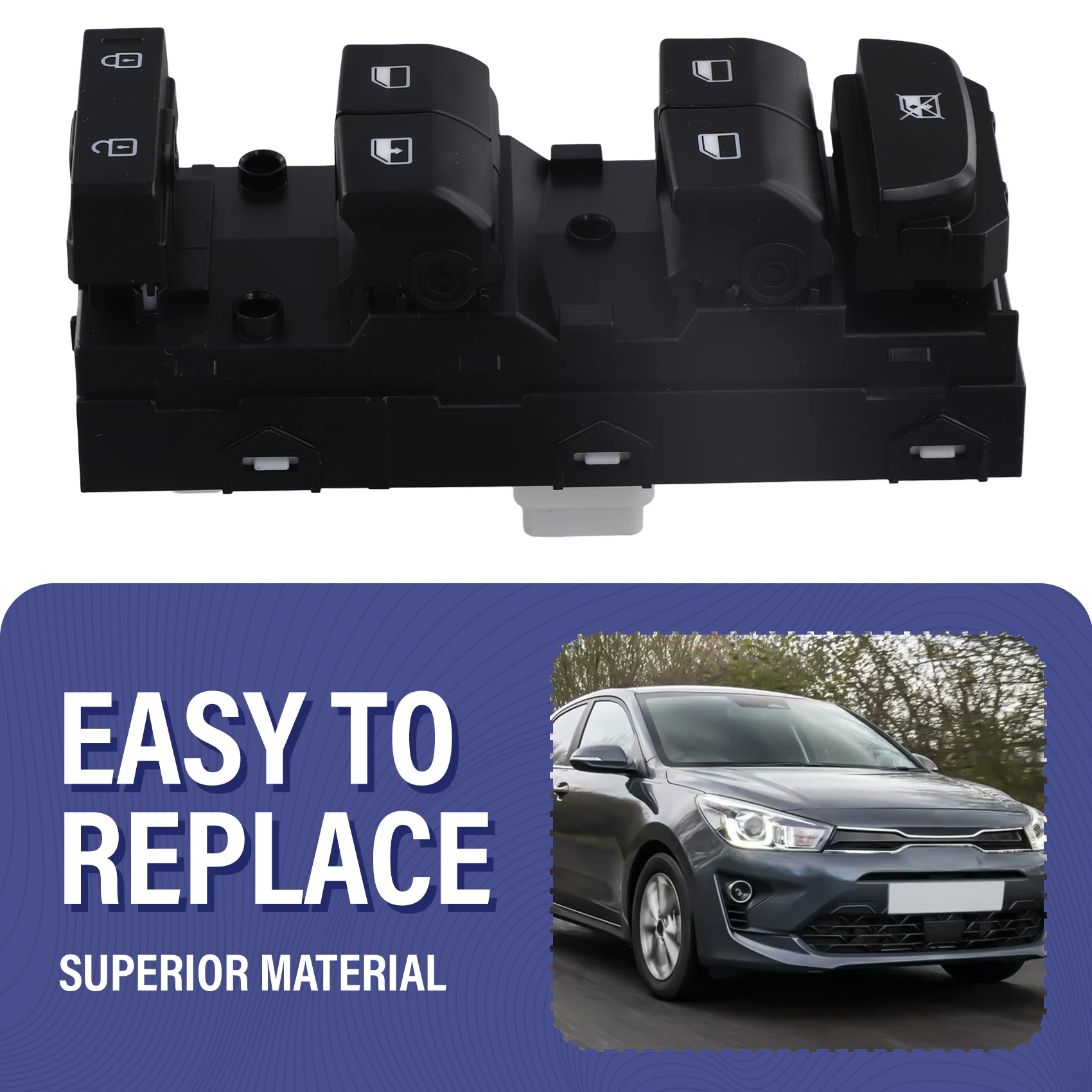 【VENDITA VELOCE】 Nuovo pulsante di controllo dell'interruttore alzacristallo elettrico anteriore sinistro 93571-Q6210 luce bianca per KIA Seltos 17-22 vetro finestra principale Li