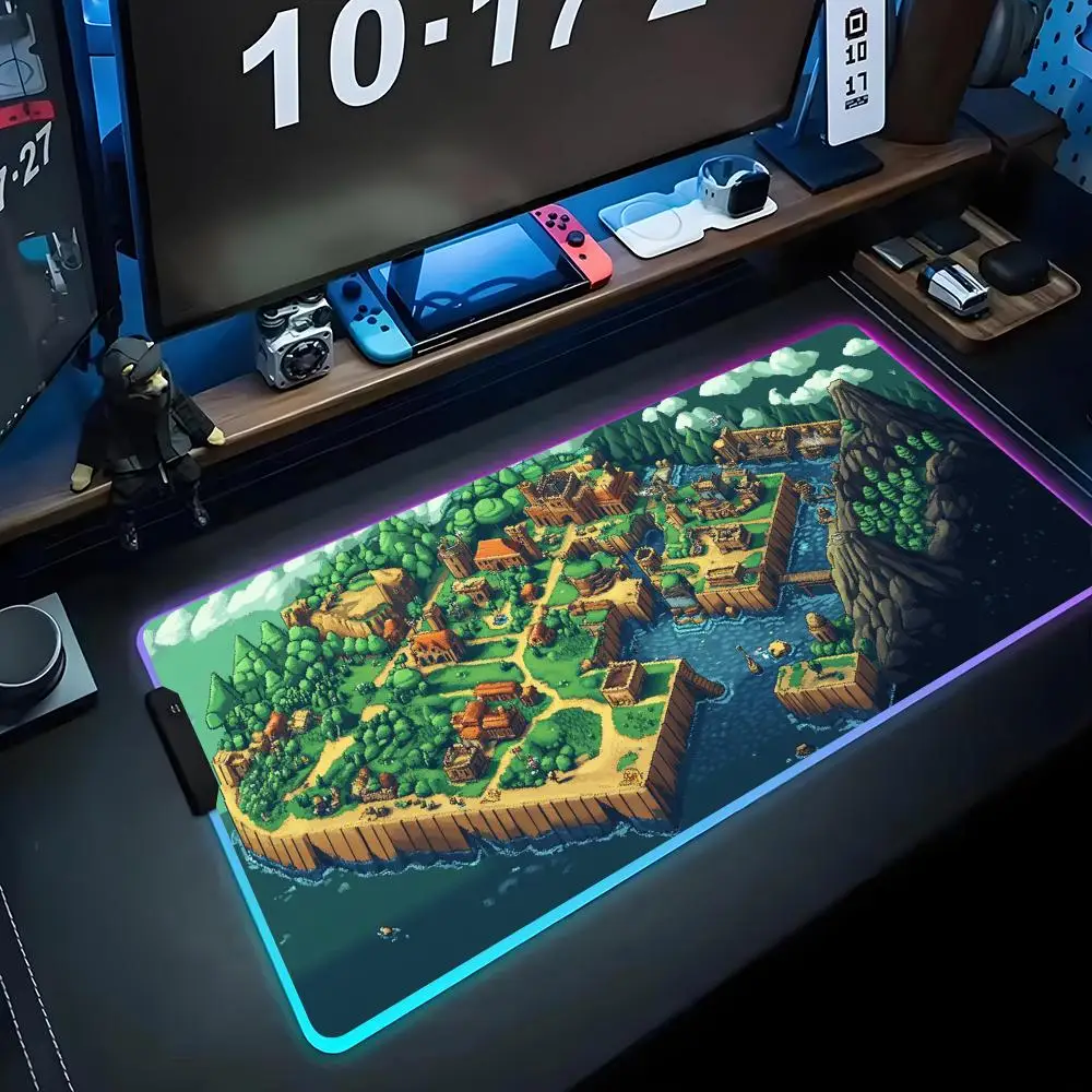 Game Map Retro Mouse Pad RGB Gaming Big LED Pad PC Desk Mat Luminous Mouse Pad Large Keyboard Mats Table Rug With Backlit