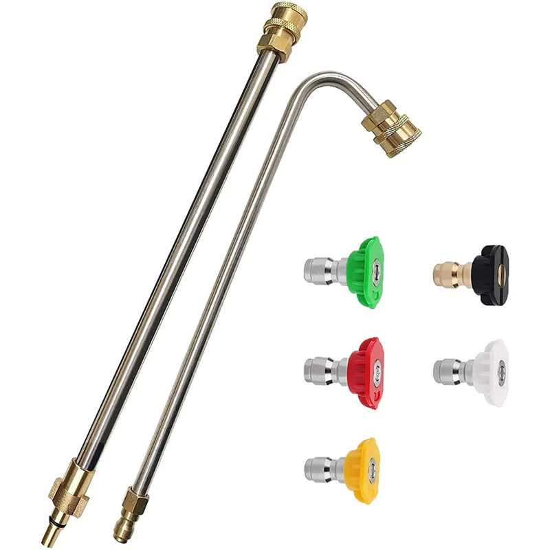 

Pressure Washer Extension Rod Set, U-Shaped Replacement Lance With 5 Nozzle Tips, 1/4 Inch Quick Connection