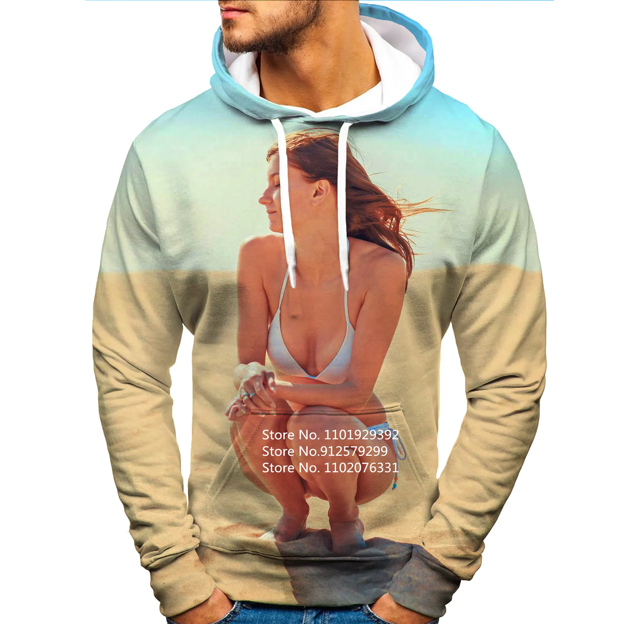 Sexy Hot Beauty 3D Hoodie Man Bikini Printing Sweatshirts Humor Funny Shirt Harajuku Pullover