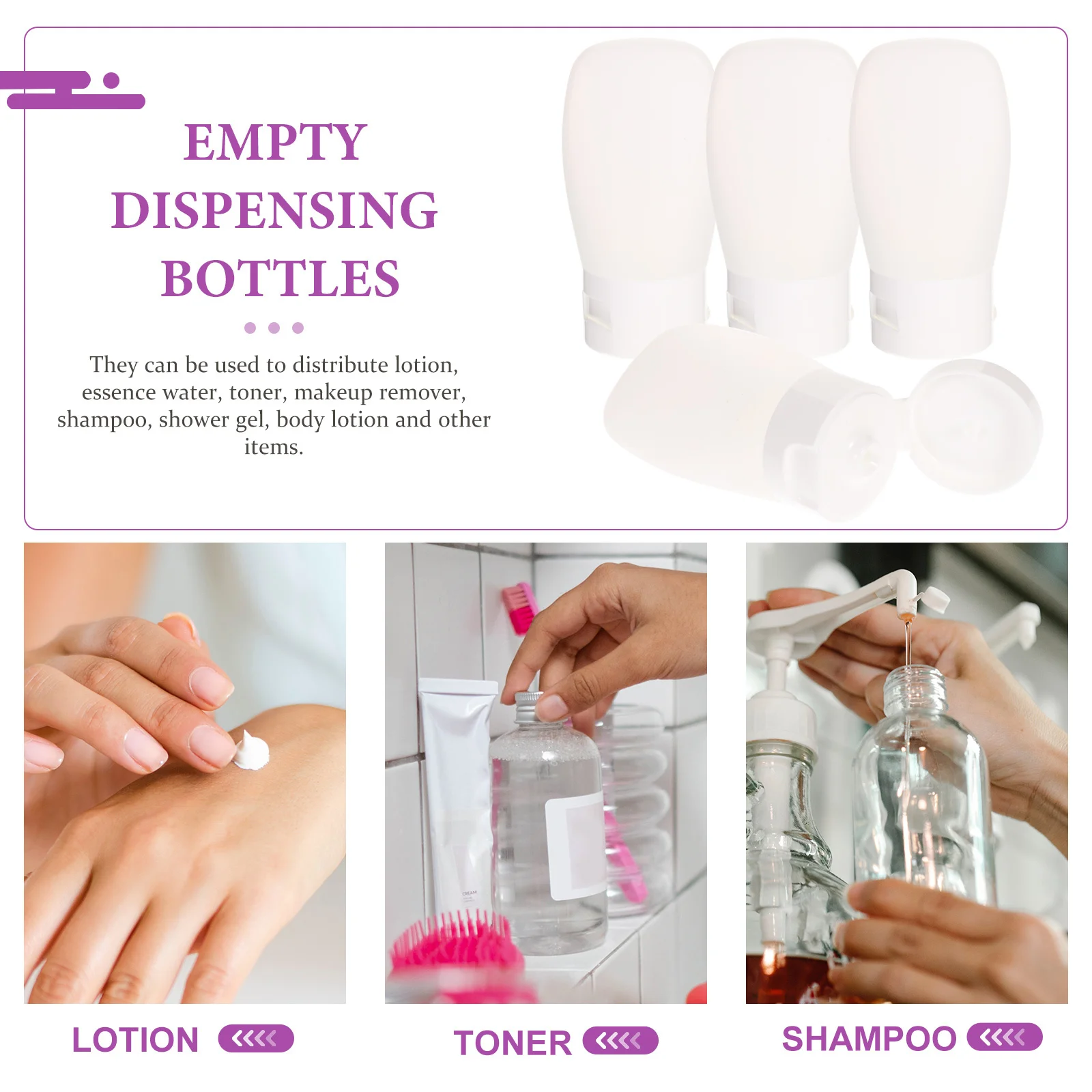 4 個 30 ミリリットルポータブルトラベルメイクアップボトル環境に優しい詰め替えディスペンサー白ディスペンサー