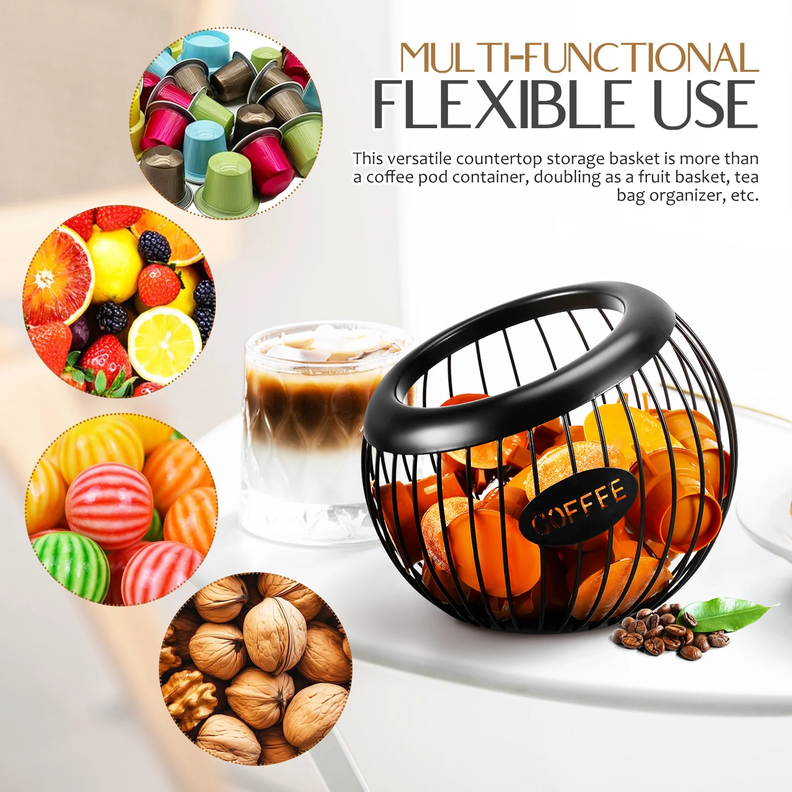 

1pcs Pod Organizer Iron Wire Coffee Station Accessories Storage Kitchen Basket For Kitchen Counter Tea Bag Holder Desktop