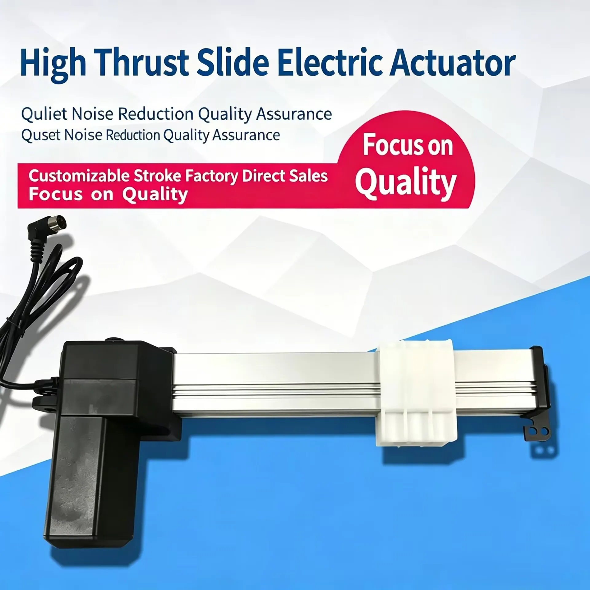 DC24V 4000N Electric Linear Actuator Flat Push Reciprocating Motion Motor Controller Drive 50mm To 500mm Stroke High Precision