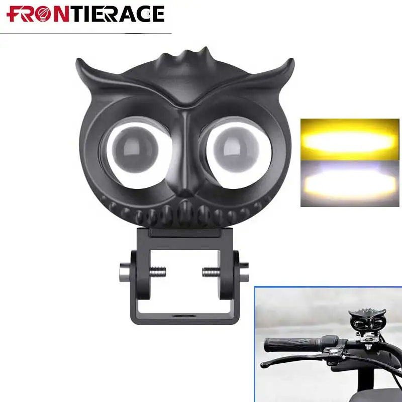 Mini Dual Color Lens Motorcycle Headlight Lamp Owl Auxiliary Fog Lamp Led Spotlights Projector Bike Super Bright 30W 1PCS