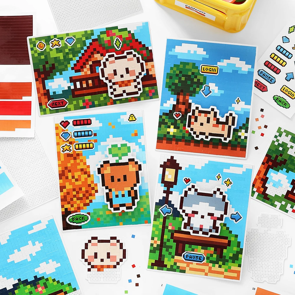 

4bags Bean Paste Sixth Bullet Series Synthetic Paper Bean Paste Sticker for Office Stationery Box Stickers Desktop Decoration