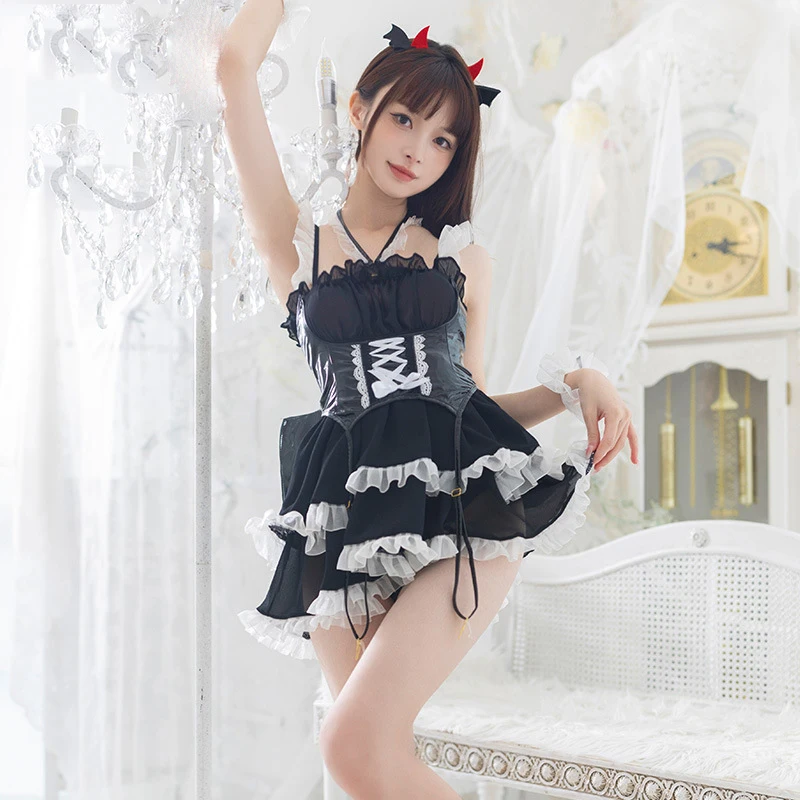 Girl Bad Devil Anime Maid Unifrom Cute Lolita Sexy Lingerie Naughty Demon Night Elves Maidservant Suit Vampire Bat Dress Costume