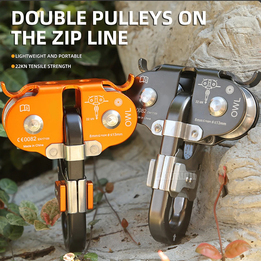 

Dual Pulley Zipline Kit, 2 Wheel Zipline Roller for Backyard Adventure Park, Heavy Duty Cable Pulley System for Canopy Tour