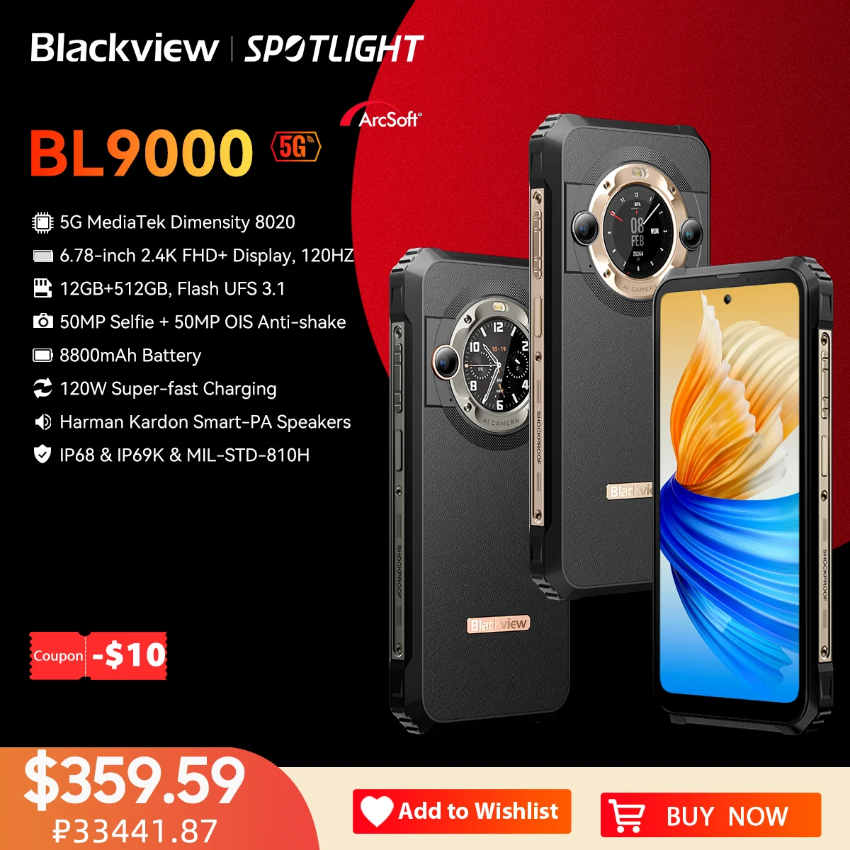 estreia mundial blackview bl9000 5g smartphone robusto 678 24k fhd mais display 12 12gb 512gb celular 8800mah com 120w 01