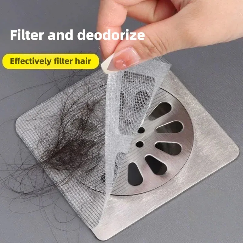 

Tailored for Bathroom Drains: 10Pcs Disposable Hair Catcher Mesh Stickers - Floor Sink Strainers