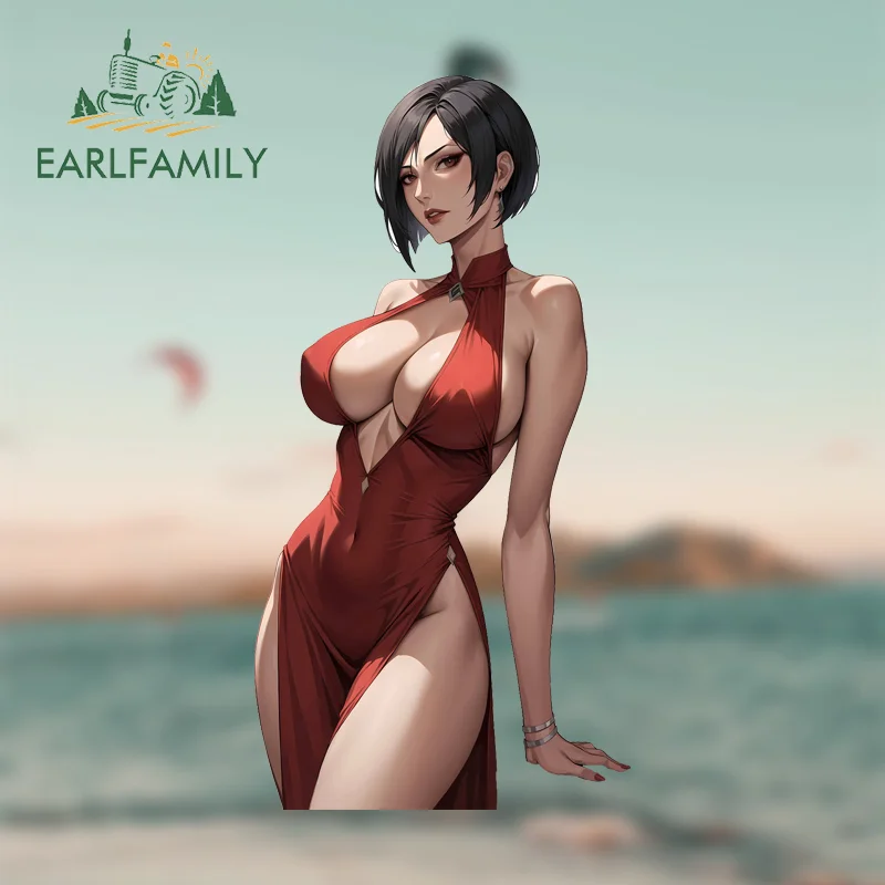 EARLFAMILY Pretty Ada Wong Cow Bikini Girls Varesa Car Sticker Personal Creative Rearview Mirror Decals Eye-catching Car Goods