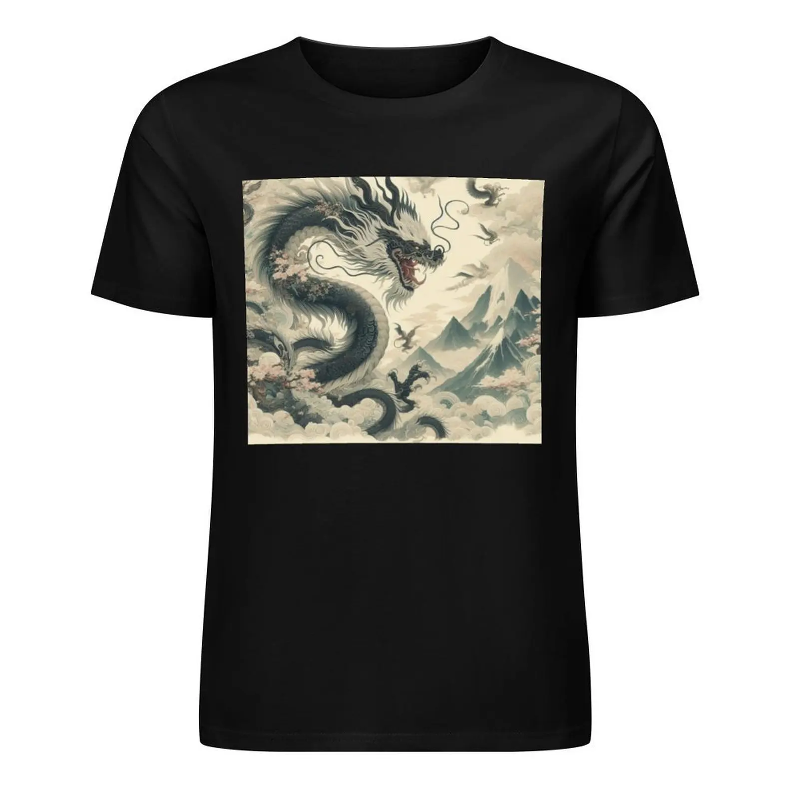 

Black Dragon Dancing in the Sky T-Shirt oversized summer tops rapper graphic tees tops slim fit t shirts for men