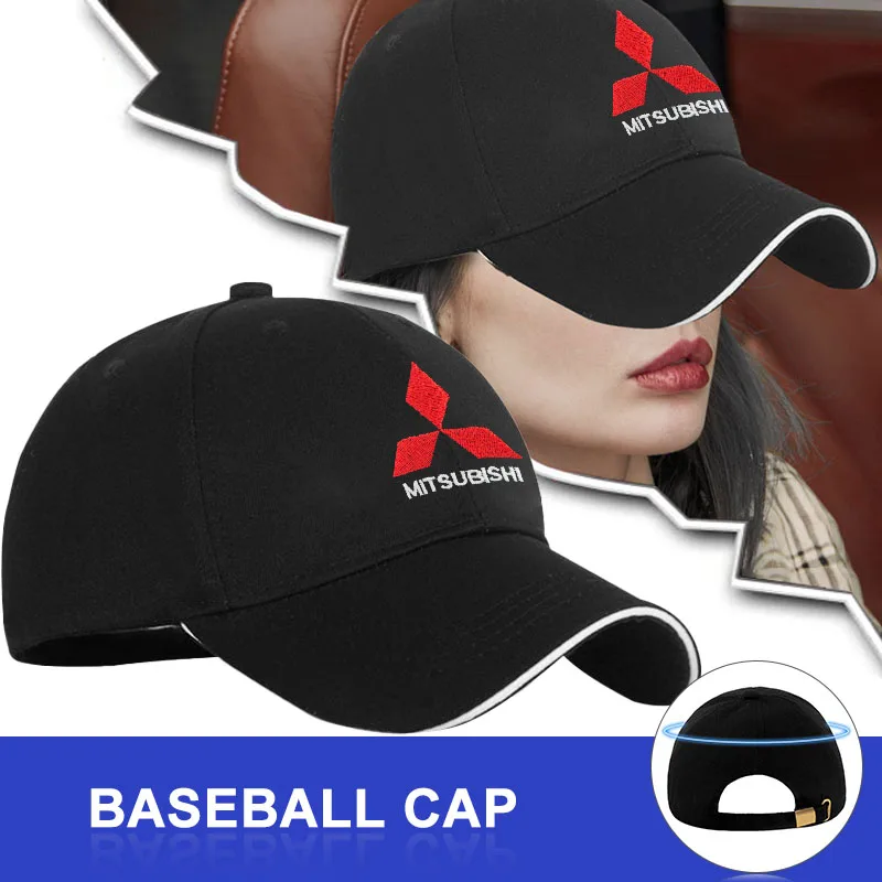Chapéu de beisebol com logotipo de carro, chapéu esportivo ao ar livre, acessórios de backup para mitsubishi 9 ralliart ex asx l200 colt outlander pajero