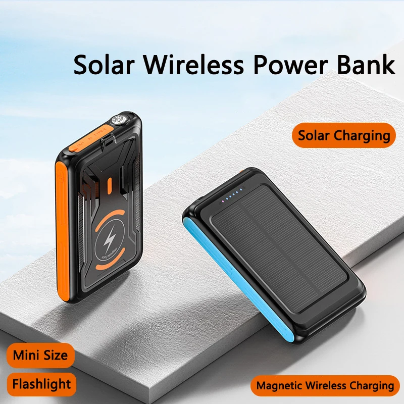 Magnetic Qi Wireless Charging for iPhone 12 13 pro 12/13mini Solar Power Bank 5000mAh Powerbank Portable Charger Mini Poverbank