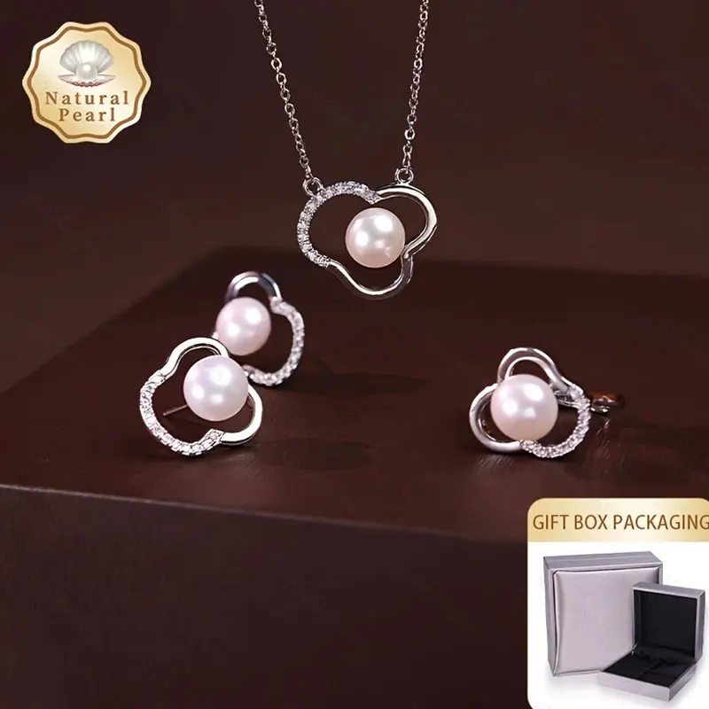 

Ювелирные изделия Mufan, комплект из 3 предметов, 7-8 мм, плоский круглый натуральный пресноводный жемчуг, ожерелье, серьги, кольцо, открытое кольцо, круглый комплект ювелирных изделий с жемчугом