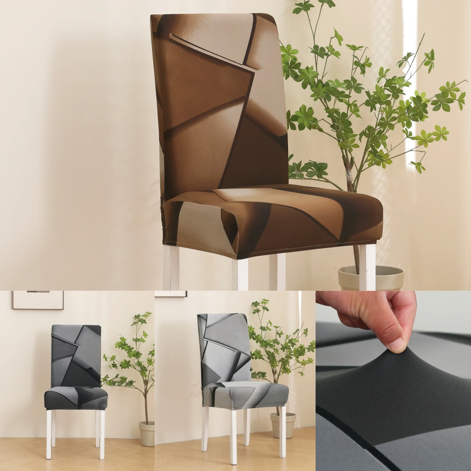 4/6/10 pcs 3D Geometric Chair Cover-Urban Chic! Machine WashabChairle & Durable. Ideal for Home ect