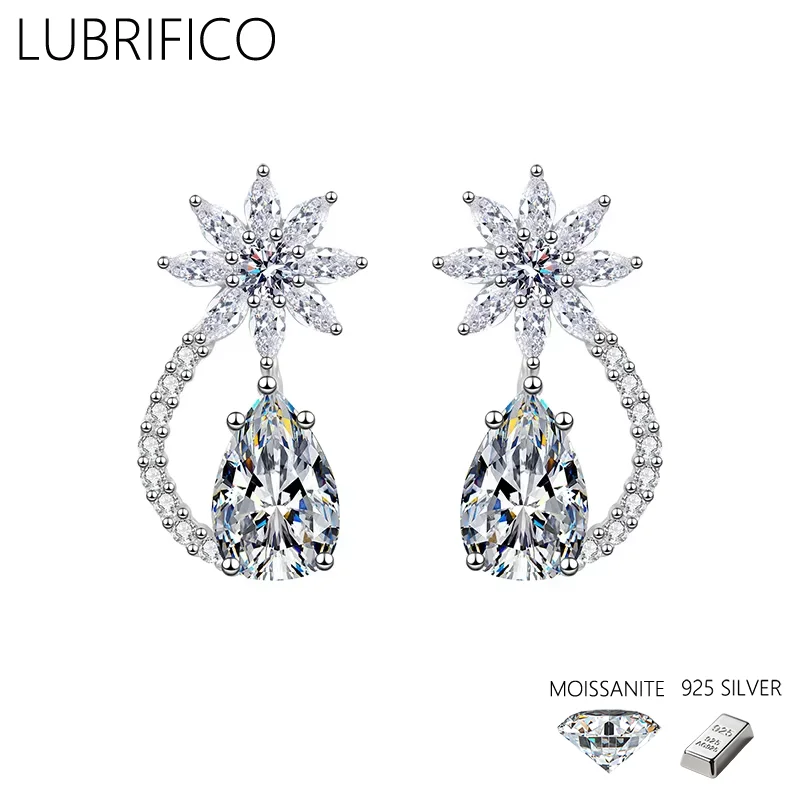 

2.0 Ct Moissanite Stone Water Drop Petal Shape Studs Earrings 925 Sterling Silver Lab Diamond Earring For Fine Jewelry Wedding