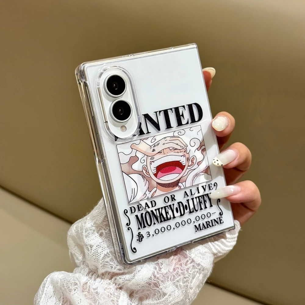 One Piece Nika Luffy Gear 5 Magnetic Holder Magsafe Wireless Charge Phone Case For Samsung Galaxy Z Fold 8 7 6 5 Hard Cover