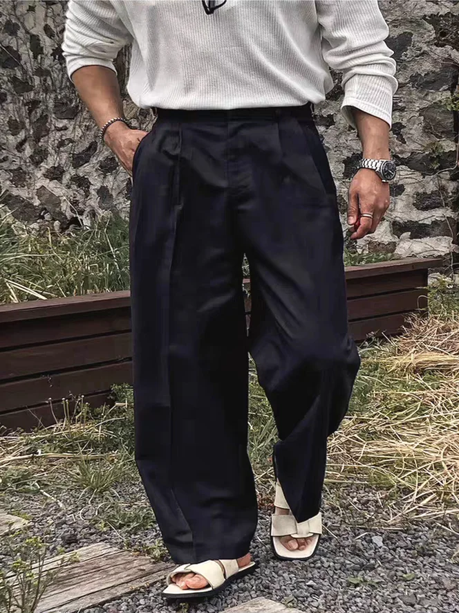 

Мужские рабочие брюки свободного прямого кроя в американском стиле, повседневные, не требующие глажки, классические, с пуговицами, модные