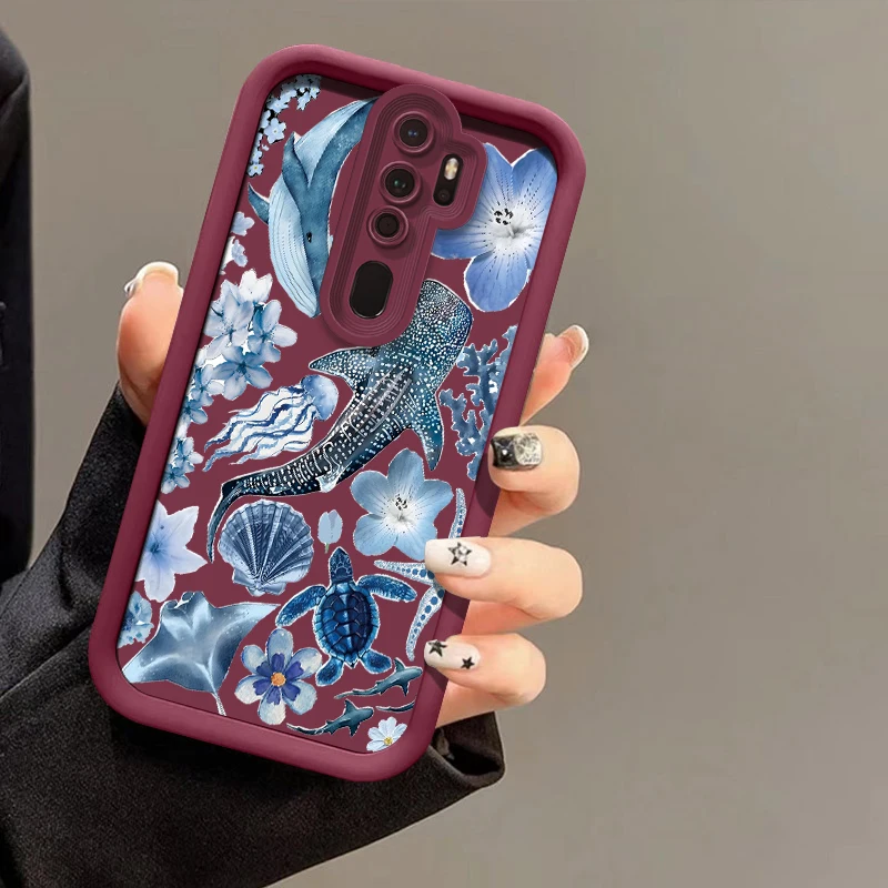 لينة حافظة هاتف من البولي يوريثان ل ممن لهم A55 A54S A53 A52 A38 A33 A32 A76 A74 A73 A72 A60 A58 A57 A57E A57S A92 القرش الحوت غطاء مطبوع