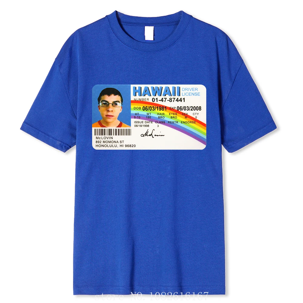 Mclovin Id Card Homme t Shirt Summer Men t-Shirt Superbad Geek Mens Cotton t-Shirt Unisex t-Shirt Teenagers Cool Soft Clothing