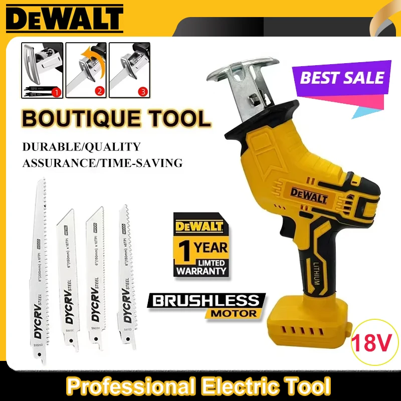 Dewalt 2800RPM Akku-Säbelsäge 20V Bürstenlose Elektrosäge Multifunktionale Metall-Holz-Rohrschneidesäge Elektrowerkzeug