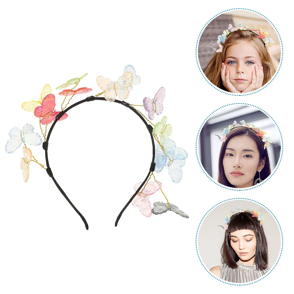

2pcs Butterfly Headbands 3D Design Lightweight Elegant Headpiece for Women Wedding Party Masquerades Fancy Dance Costume Bride