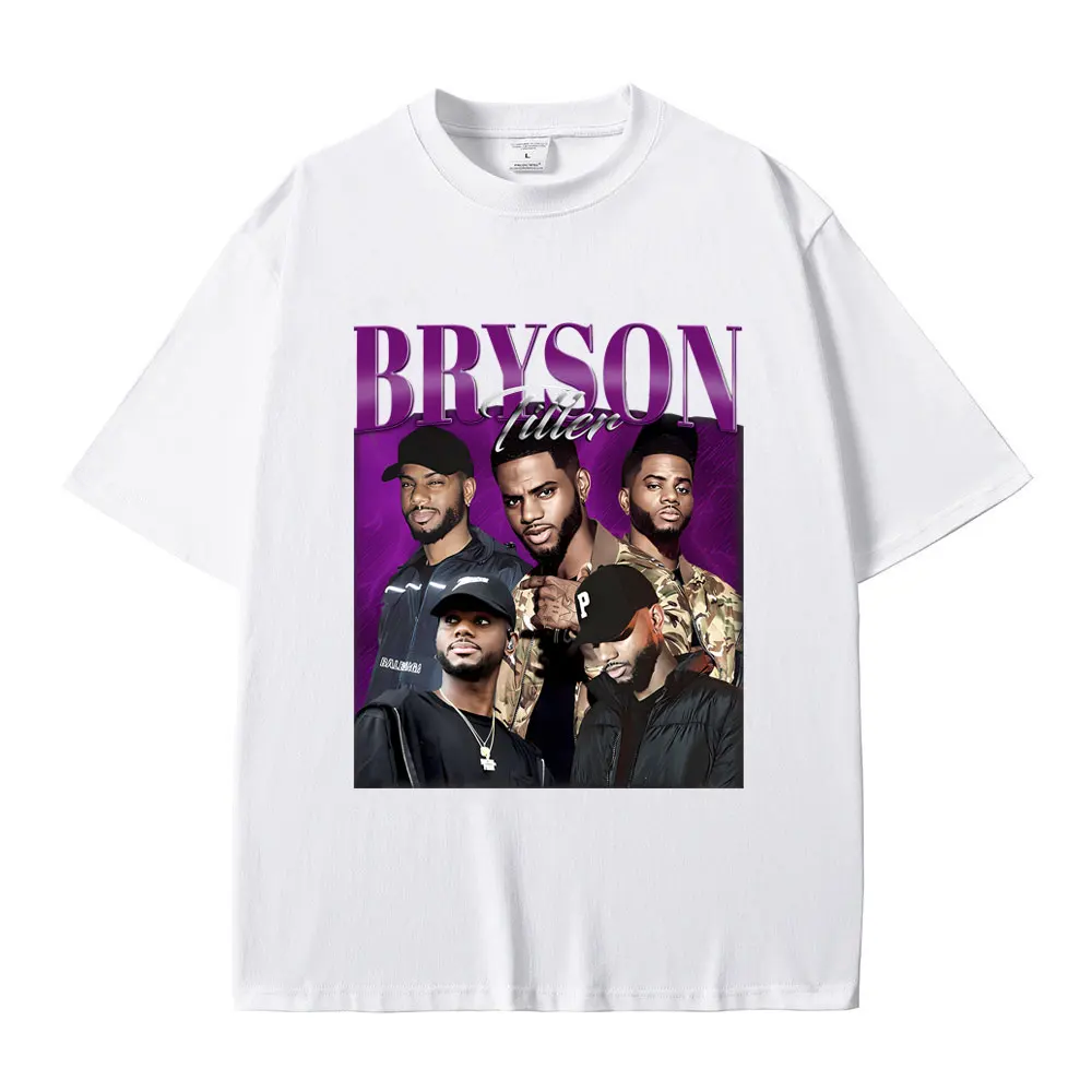 Rapper Bryson Tiller Graphic Print T-shirt Men Hip Hop Oversized Tshirt Male Casual Pure Cotton T Shirt Men's Vintage Streetwear